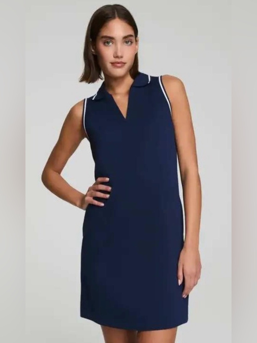 SPANX AirEssentials Pique Polo Tank Dress Navy Blue Size Small